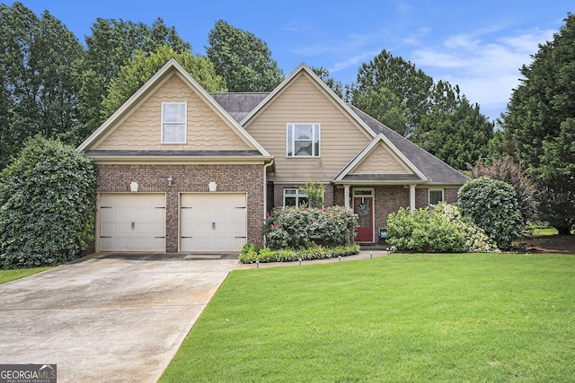 8000 Abington Dr, Locust Grove, GA 30248 - view of front of property featuring a front yard, driveway, brick siding, and a garage