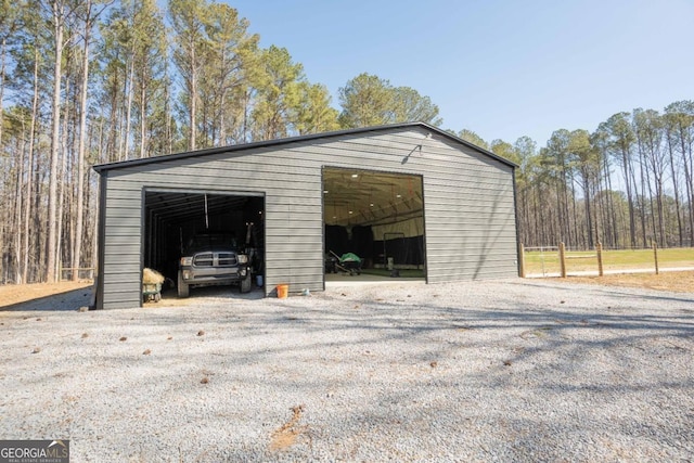 view of detached garage