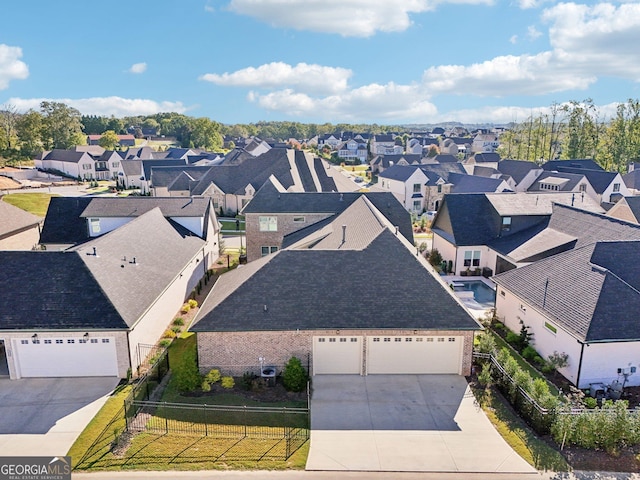 aerial view with a residential view