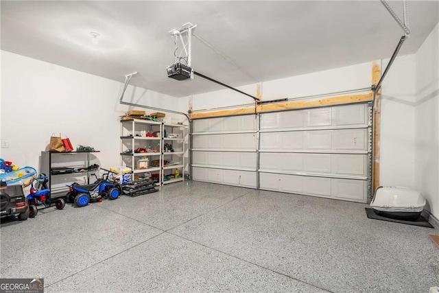 garage with a garage door opener