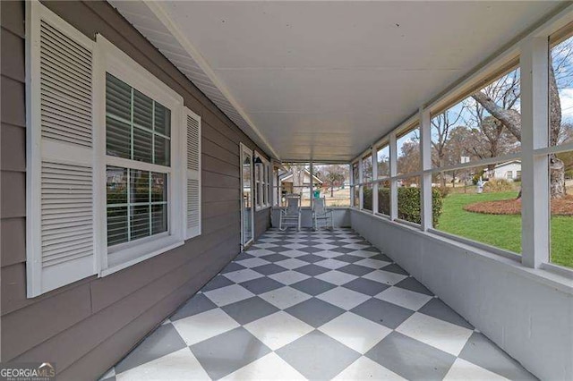 view of unfurnished sunroom