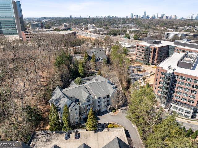 drone / aerial view with a view of city