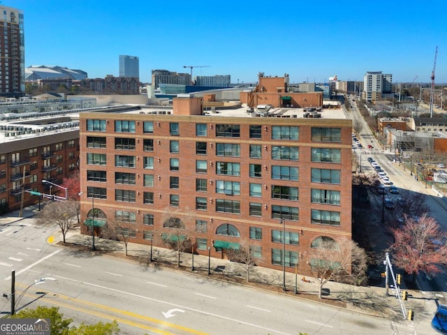 view of building exterior with a city view