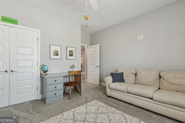 home office featuring carpet flooring