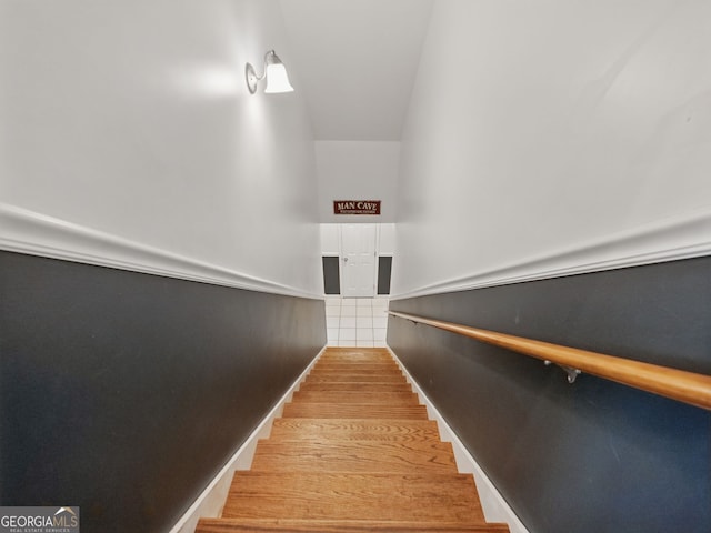 stairway with baseboards