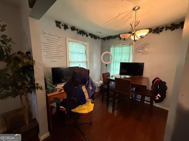 office space featuring wood finished floors