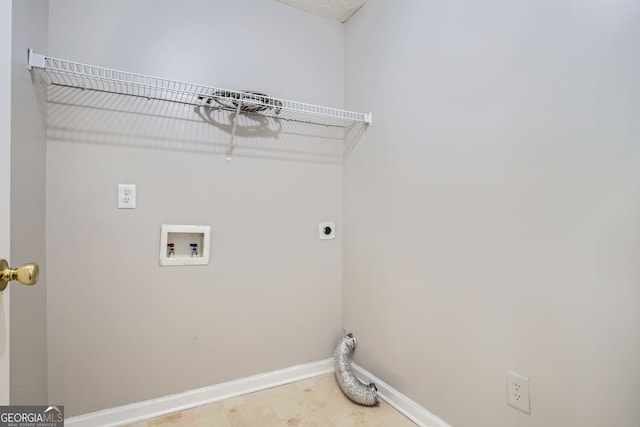 laundry room featuring washer hookup, laundry area, electric dryer hookup, and baseboards