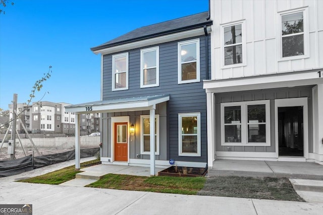 view of front of property featuring board and batten siding