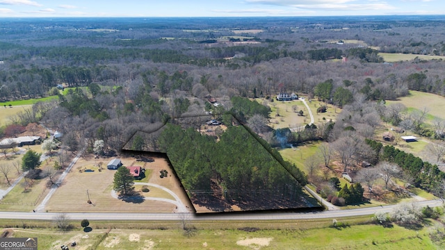 bird's eye view with a view of trees