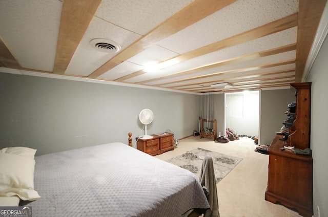 carpeted bedroom with visible vents