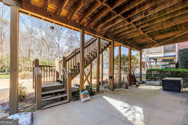 view of patio featuring stairs