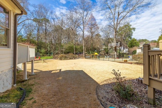 view of yard featuring fence