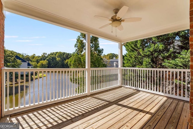 deck featuring a ceiling fan