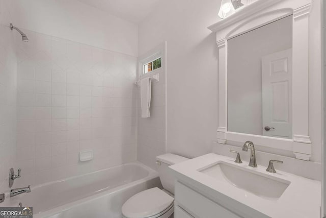 full bath with vanity, toilet, and bathing tub / shower combination
