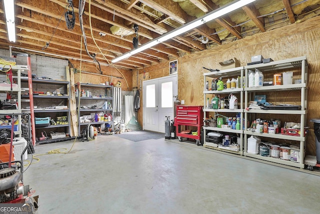 storage room with a garage