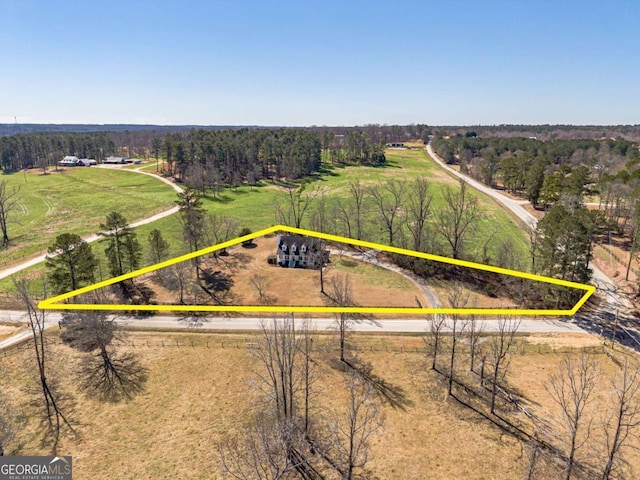 3800 George Williams Rd, Monroe, GA 30656 - overview of rural landscape with property parcel outlined