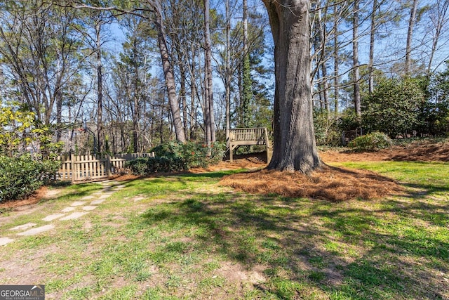 view of yard featuring fence