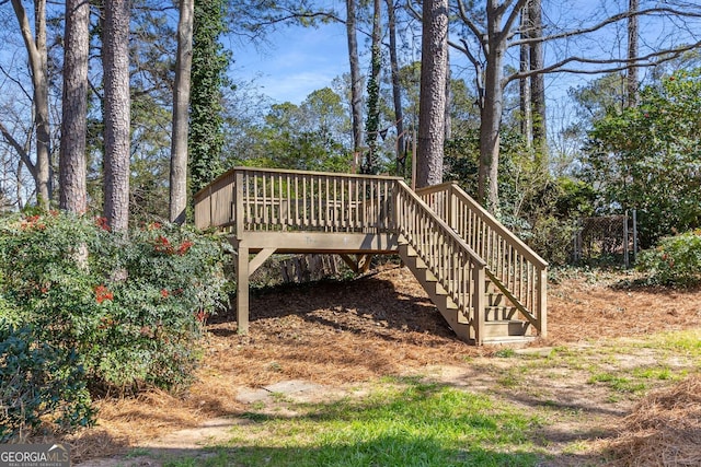 wooden deck with stairway