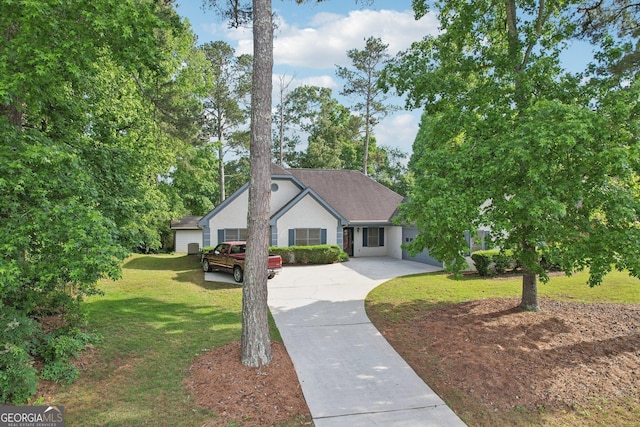 2768 Southpark Blvd SW, Conyers, GA 30094 - single story home featuring a front lawn, driveway, stucco siding, and a shingled roof