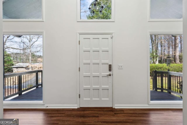 entrance foyer featuring baseboards and wood finished floors