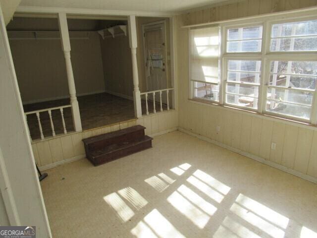 interior space featuring carpet floors and two closets