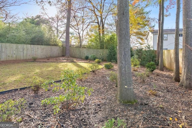 view of yard featuring a fenced backyard