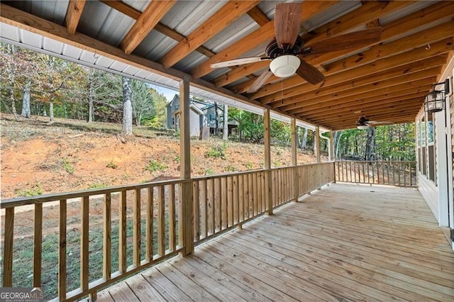 deck featuring ceiling fan