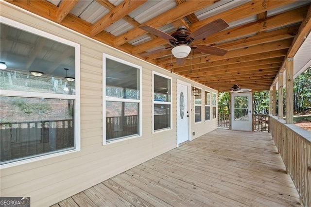 deck featuring ceiling fan