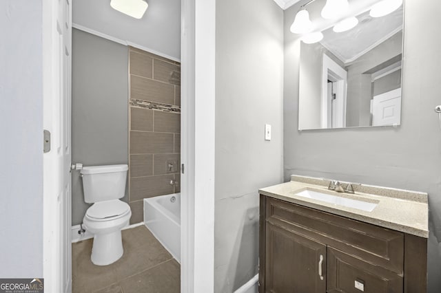 2006 Conrad Ave SE, Atlanta, GA 30315 - full bathroom featuring toilet, vanity, ornamental molding, and tile patterned flooring