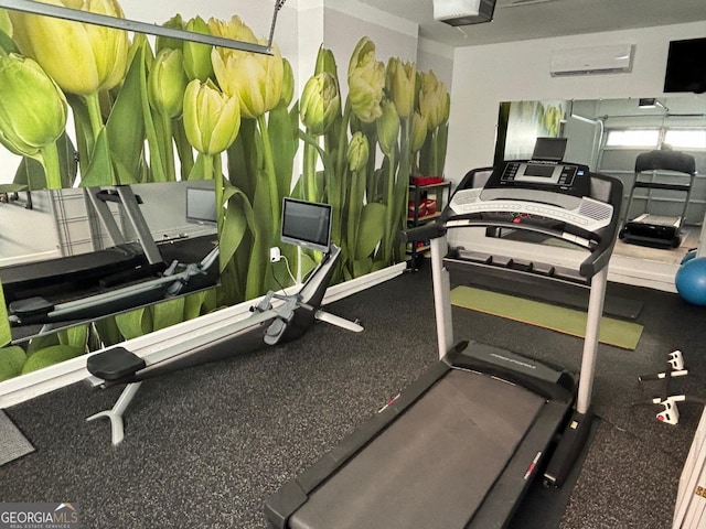 workout area with a wall mounted AC