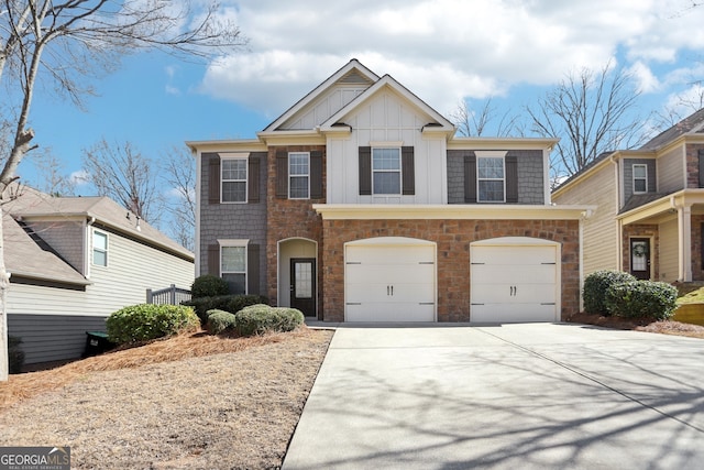 view of front of property featuring board and batten siding, concrete driveway, and an attached garage