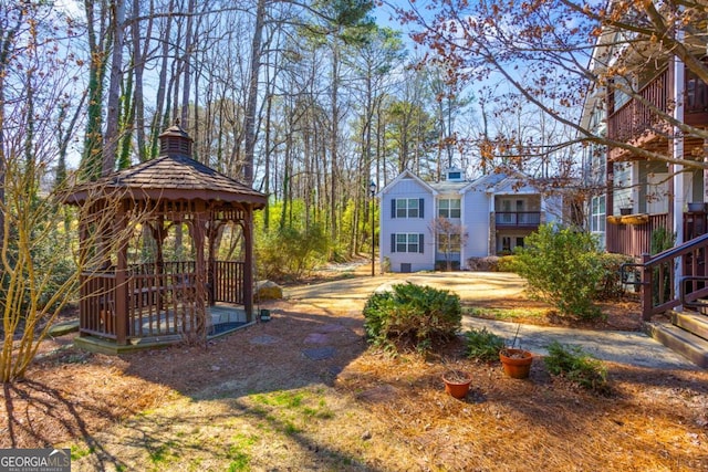 view of yard with a gazebo