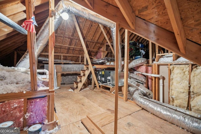 view of unfinished attic