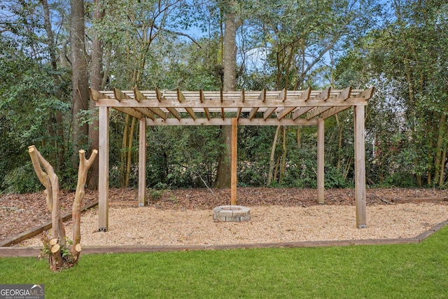 exterior space with a pergola