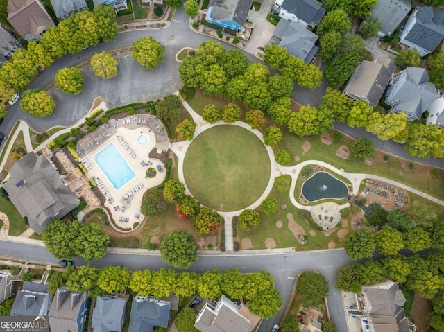 drone / aerial view with a residential view