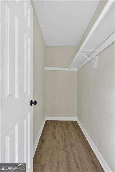 spacious closet with wood finished floors