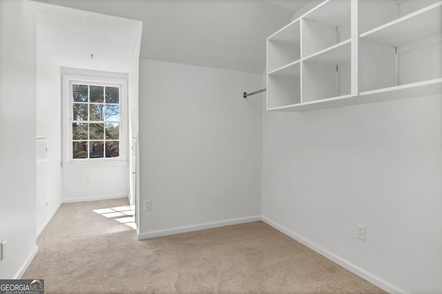 walk in closet with carpet