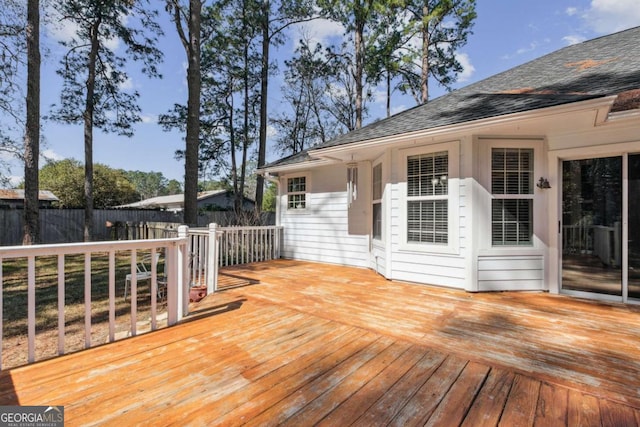 deck featuring fence