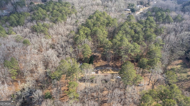 bird's eye view featuring a forest view