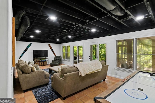 view of tiled living room