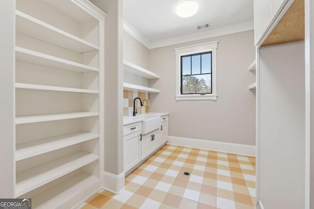 storage area with a sink and visible vents