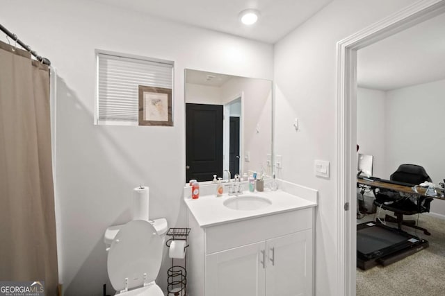 bathroom with toilet and vanity