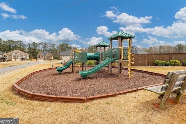 community play area featuring fence