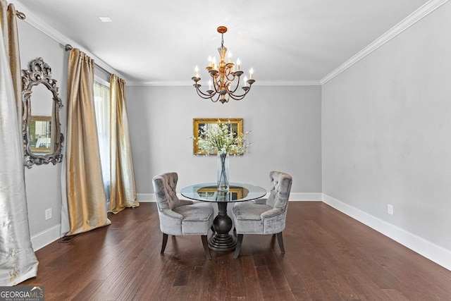 140 Discovery Lake Dr, Fayetteville, GA 30215 - dining room with a chandelier, wood finished floors, baseboards, and crown molding