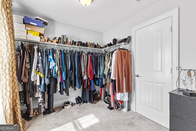 spacious closet featuring carpet