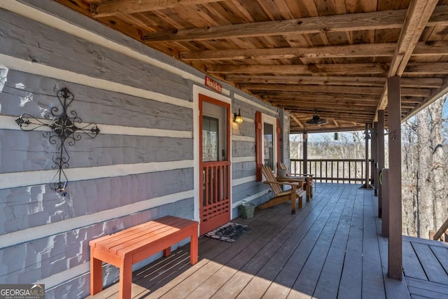 deck with a porch