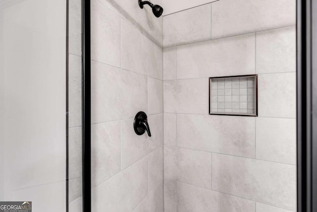 interior details featuring a shower stall