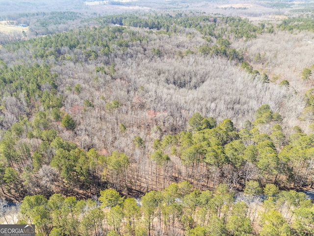 birds eye view of property with a wooded view