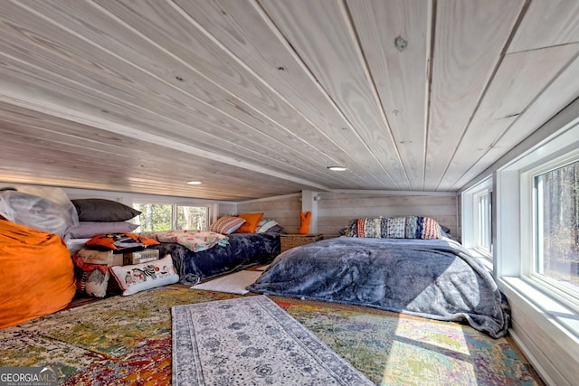 bedroom featuring wooden ceiling