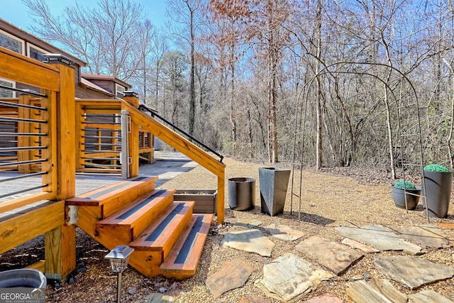 view of patio with stairway